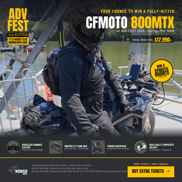 Extra Tickets – Win the CFMOTO 800MT-X Kitted with Nomad Moto Gear